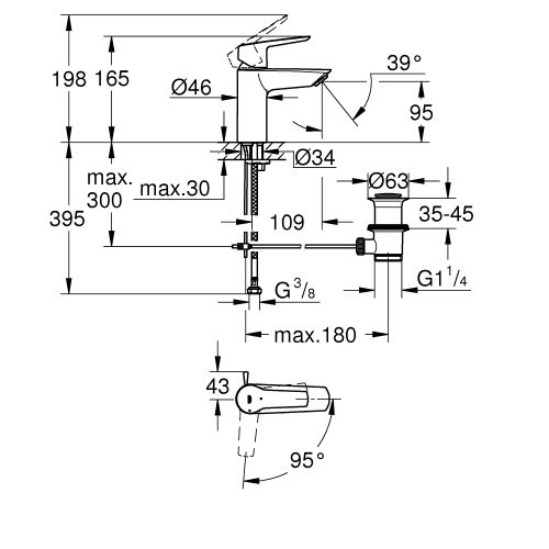 Mitigeur de lavabo START monocommande TS - GROHE - 31137002 pas cher Secondaire 5 L