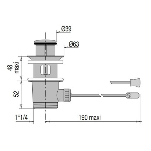 Bonde automatique laiton pour lavabo avec tirette horizontale VALENTIN 00  100300 000 00 - VALENTIN - 00 100300 000 00