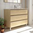 Meuble de salle de bain 100cm simple vasque 3 tiroirs sans miroir PALMA bambou (chêne clair) - COSYNEO - ING3CPALMA100BAMB pas cher