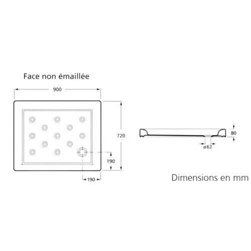 Receveur à poser POLO 90x72x8 cm rectangulaire blanc ROCA WMT1CA15Z000001 photo du produit