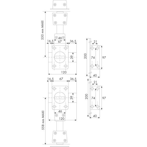 Verrou à bouton ISEO ZENITH 4 points 1550 à bouton cylindre de 45 mm droit - 15500451.5 photo du produit Secondaire 2 L