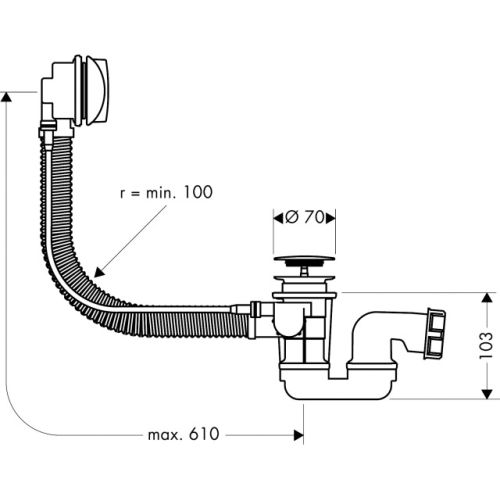 Vidage baignoire automatique FLEXAPLUS E à câble - HANSGROHE - 58142000 pas cher Secondaire 1 L