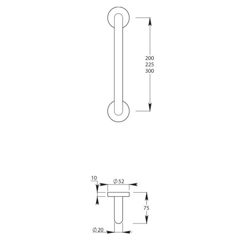 Poign&eacute;e 1861 diam&egrave;tre 20mm entraxe 200mm inox mat - DUVAL - 21-0620-6611 pas cher Secondaire 1 L
