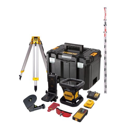 Niveau laser rotatif intérieur rouge 18 V + batterie 2 Ah + chargeur + coffret T-STAK DEWALT DCE074D1R-QW photo du produit