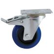 Roulette D200mm caoutchouc bleu platine pivotante à frein - AVL - 527846O pas cher