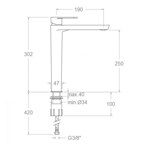 Mitigeur de lavabo XL ALEXIA 3602NC nickel brossé avec point dur - RAMON SOLER - 36A302238 pas cher Secondaire 1 L