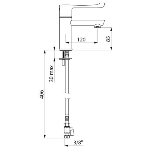 Mitigeur thermostatique de lavabo SECURITHERM BIOCLIP avec bec droit DELABIE H9605 photo du produit Secondaire 2 L