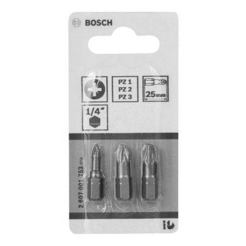 Jeu de 3 embouts de vissage PZ1-PZ2-PZ3 25mm - BOSCH - 2607001753 pas cher Secondaire 1 L