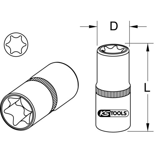 Douille extra courte pour Mercedes Torx E 12 25 mm KS TOOLS 911.1288 photo du produit Secondaire 1 L