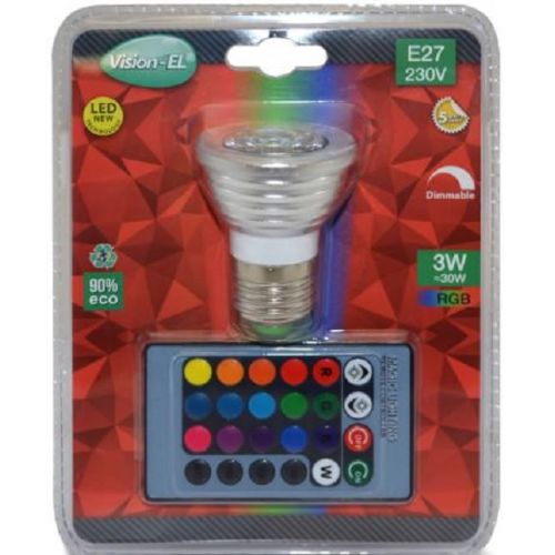 Ampoule LED 3 W E27 RGB et télécommande blister MIIDEX LIGHTING 7398B1 photo du produit Secondaire 1 L