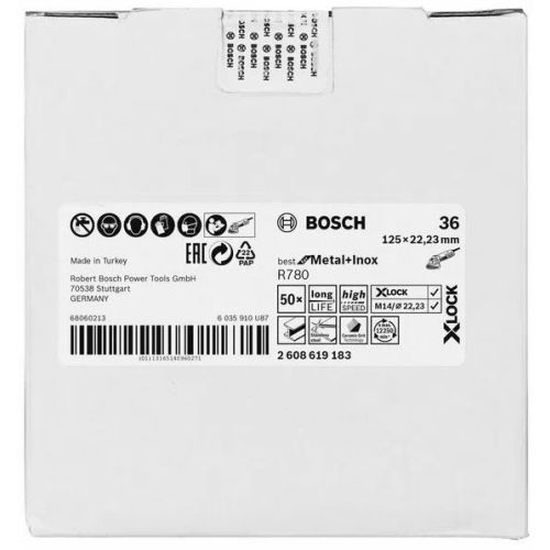 Disques abrasifs sur fibre X-LOCK R780 pour métal et inox G36 - BOSCH - 2608619183 pas cher Principale L