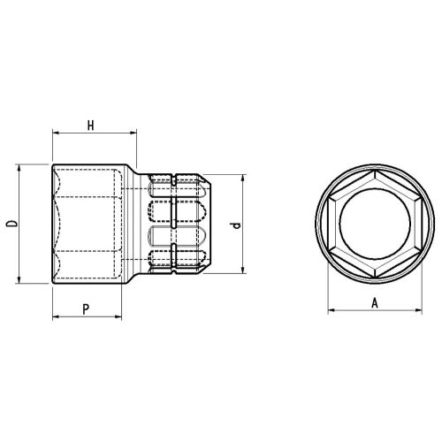 Douille débouchée 1/2'' 6 pans chromée 10mm - SAM OUTILLAGE - SHS-10 pas cher Secondaire 1 L