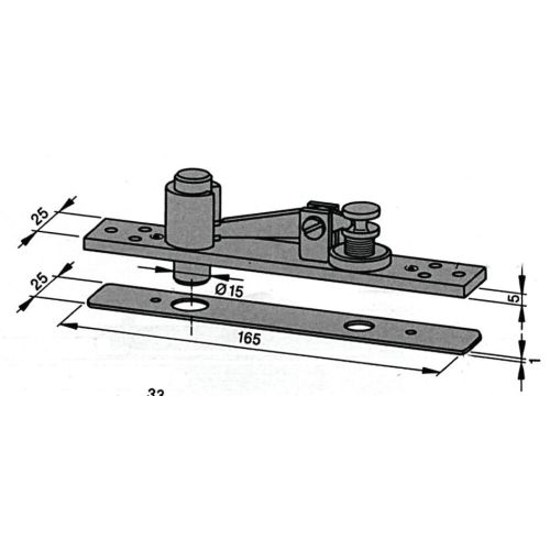 Pivot du haut 8062 complet pour porte double action acier/bois/aluminium photo du produit Secondaire 2 L