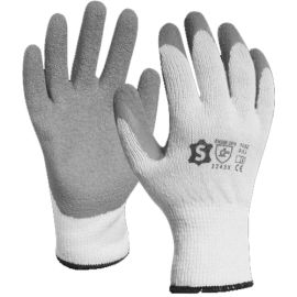 Pack de 12 paires de gants tricot&eacute;s enduit en latex poignet bord-cote T10 - 7032E pas cher Principale M