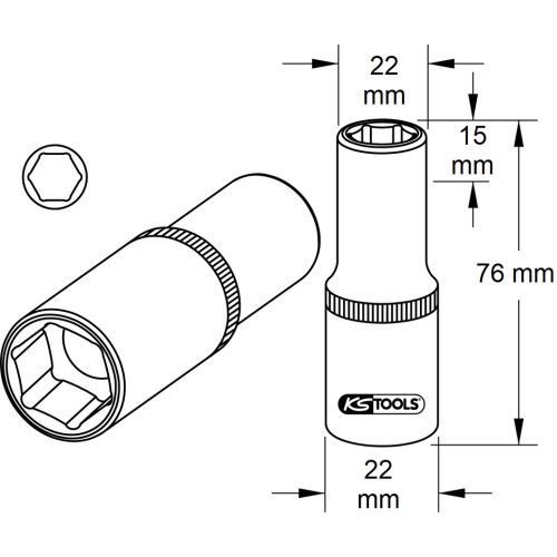 Douille longue 1/2'' CHROMEplus 6 pans 15mm - KS TOOLS - 918.1245 pas cher Secondaire 8 L