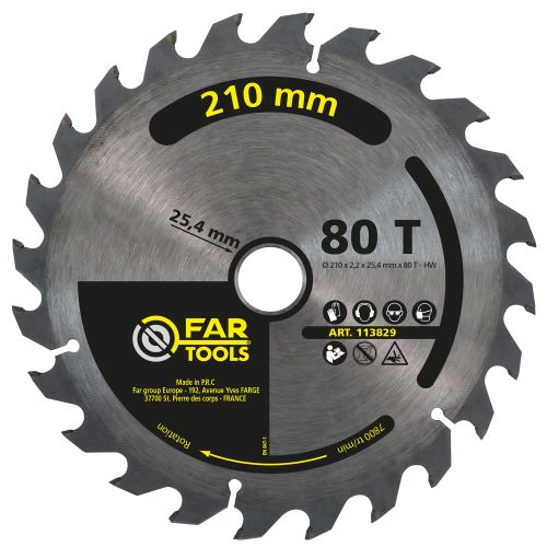 Lame de scie à onglet D 210 mm alésage 25,4 mm 80 dents FARTOOLS 113829 photo du produit Principale L