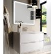 Meuble de salle de bain simple vasque 2 tiroirs IRIS et miroir Led VELDI blanc 100cm - COSYNEO - SIRIRIS100VELDIBLA pas cher