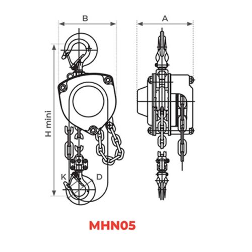 Palan manuel à chaîne premium 500 kg 3 m STOCKMAN MHN05 photo du produit Secondaire 1 L