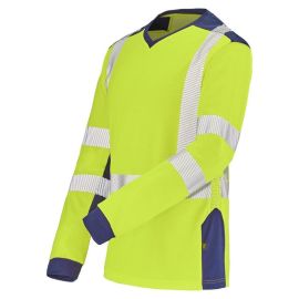 T-shirt manches longues fluo SAFE XP HV jaune/bleu marine T2/M - CEPOVETT - 22-9T85-701-2/M pas cher Principale M