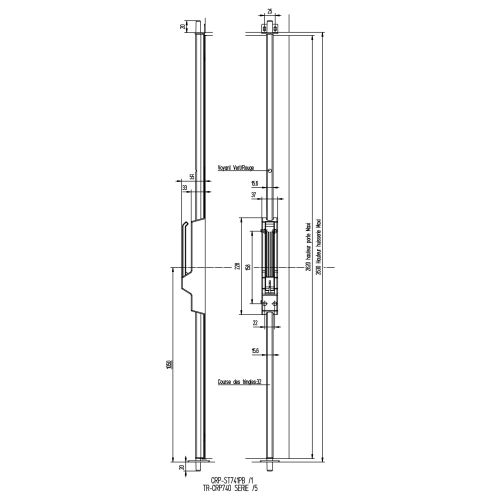 Crémone pompier 741 basculante  sans tringle blanc - VACHETTE - 12739000 pas cher Secondaire 1 L