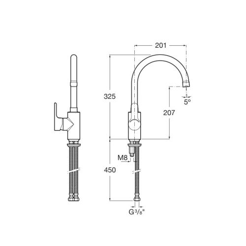 Mitigeur d’évier L20 chromé bec tube mobile - ROCA - A5A8409C0F pas cher Secondaire 1 L