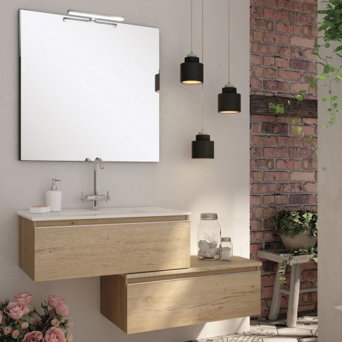 Meuble de salle de bain 120 cm simple vasque 2 tiroirs PENA bambou (chêne clair) COSYNEO GIBPENA120BAM photo du produit