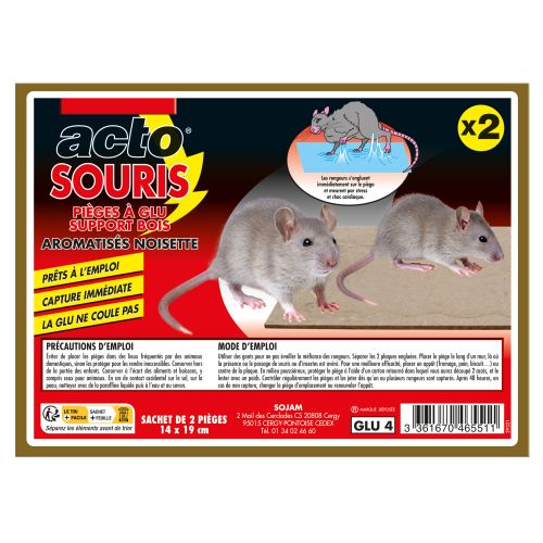 Piège à glu pour souris support bois ACTO RONGEURS GLU4 photo du produit