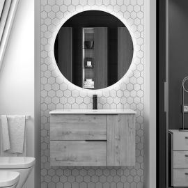 Meuble de salle de bain Cosynéo simple vasque KING et miroir Led SOLEN 80 cm pas cher Principale M