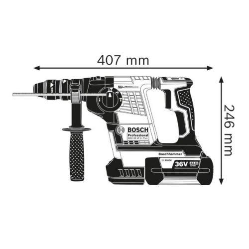 Perforateur-burineur SDS Plus 36 V GBH 36 V-LI Plus + 2 batteries 4 Ah + chargeur rapide + L-BOXX BOSCH 0611906003 photo du produit Secondaire 1 L
