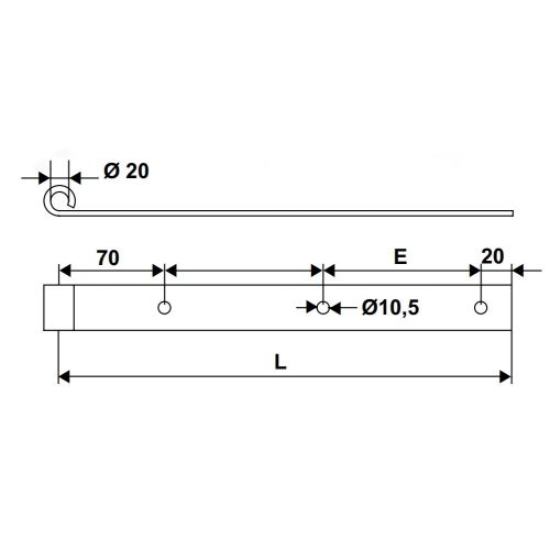 Penture droite cataphorèse 50 x 8 x 1000 mm diamètre 20 mm TORBEL 1158104 photo du produit Secondaire 1 L