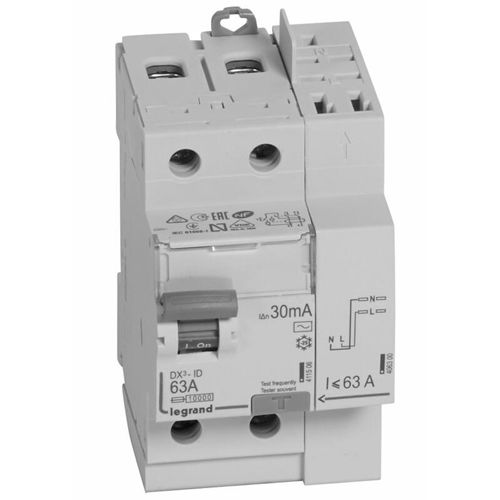 Interrupteur diff&eacute;rentiel DX&sup3;-ID 2P 230V 63A type AC 30mA - LEGRAND - 411633 pas cher Secondaire 1 L