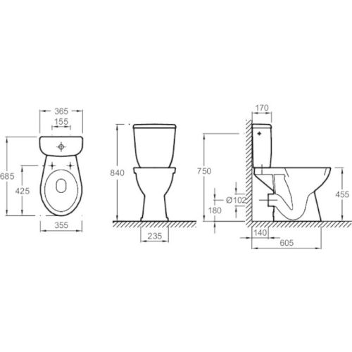 Cuvette BRIVE sur&eacute;lev&eacute;e PMR sortie horizontale blanc - JACOB DELAFON - E1730-00 pas cher Secondaire 1 L