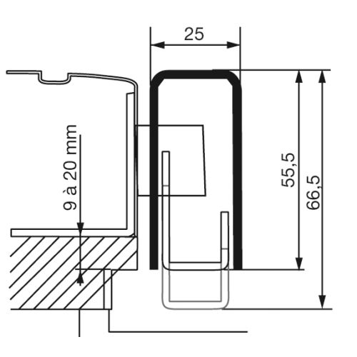 G&acirc;che en applique &agrave; recouvrement r&eacute;glable 9 &agrave; 20mm pour car&eacute;n&eacute;es EXCLUSIVE droite marron - VACHETTE - 14778000 pas cher