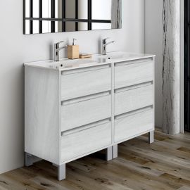 Meuble de salle de bain Cosynéo double vasque à 6 tiroirs TIRIS 3C 120 cm pas cher Principale M