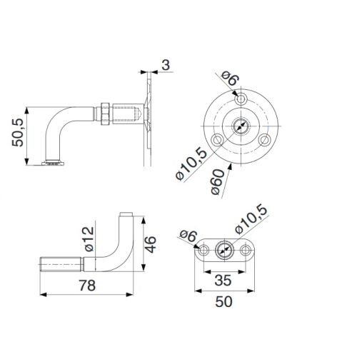 Support de rampe à visser coudé réglable de 84 à 94 mm - TORBEL - 9930041 pas cher Secondaire 1 L