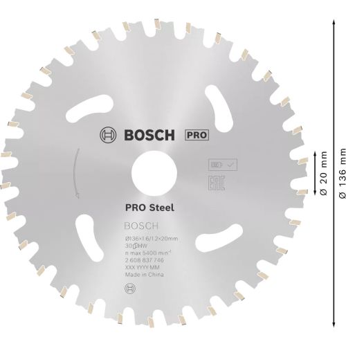 Lame de scie circulaire Standard for Steel 136 x 20 x 1,6 mm pour scies sans fil BOSCH 2608837746 photo du produit Secondaire 1 L