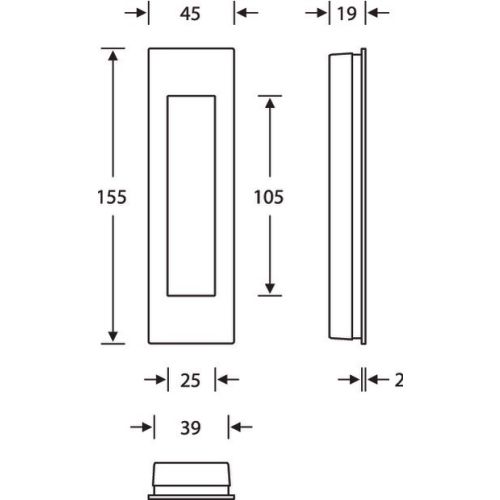 Poign&eacute;e cuvette ferm&eacute;e rectangle inox 6204 - FSB - 0 42 4251 00001 6204 pas cher Secondaire 1 L
