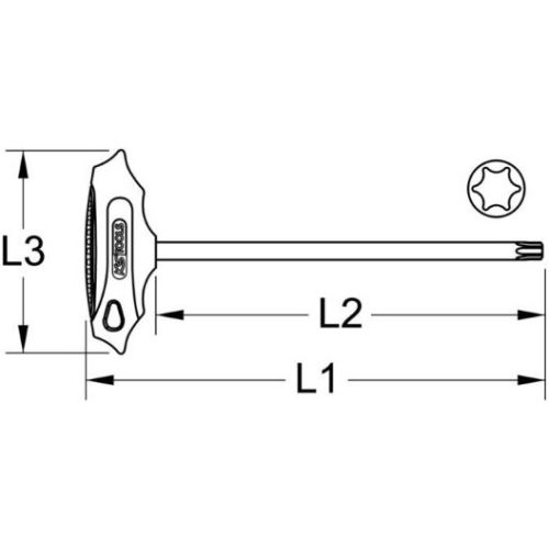 Cl&eacute; m&acirc;le longue ergotorque Torx &agrave; poign&eacute;e en T 10 KS TOOLS 158.8051 photo du produit Secondaire 1 L