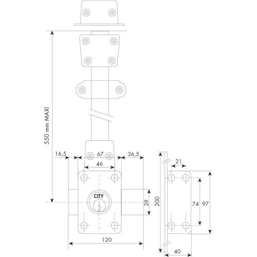 Verrou 2 points en applique Zenith 1520 à bouton cylindre de 45mm gauche - ISEO - 15200455.5 pas cher Secondaire 7 L