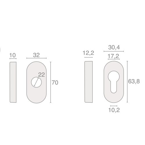 Paire de rosace ovale clé I - HERACLES - B-INOX-11 pas cher Secondaire 5 L