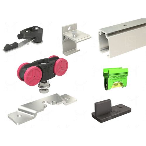 Ensemble rail 1,95 m et accessoires pour porte 21 / 60 kg - SAF - SAF10-80-195-2 photo du produit Principale L