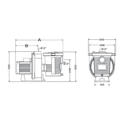 Pompe standard 3/4 cv triphasé ULTRAFLOW PENTAIR PAC-100-0101 photo du produit Secondaire 1 L