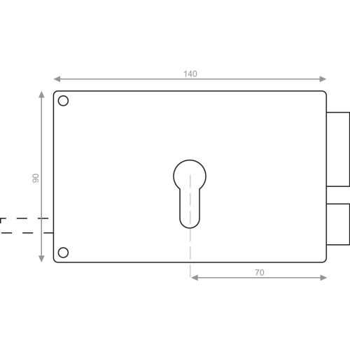 Serrure monopoint en applique cylindre européen horizontal tirage droite doré photo du produit Secondaire 1 L