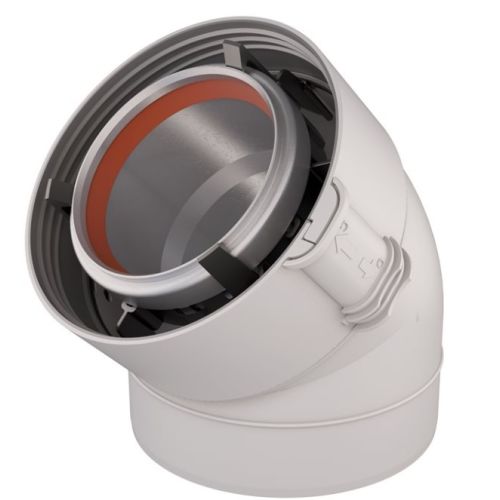 Coude 45° Rolux Sekurit gaz 80/125 mm Alu/PVC UBBINK 228501 photo du produit Secondaire 1 L