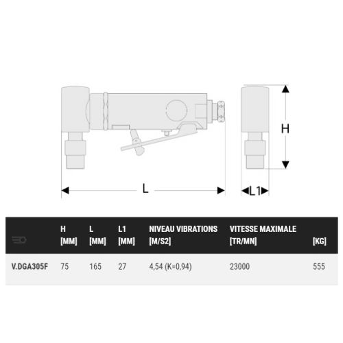 Meuleuse d'angle pneumatique 90° à pince 6mm - FACOM - V.DGA305FPF pas cher Secondaire 1 L