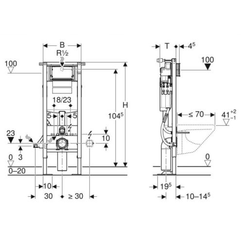 Bâti-support autoportant étroit DUOFIX avec réservoir SIGMA 112 cm GEBERIT  111.389.00.5 - GEBERIT - 111.389.00.5