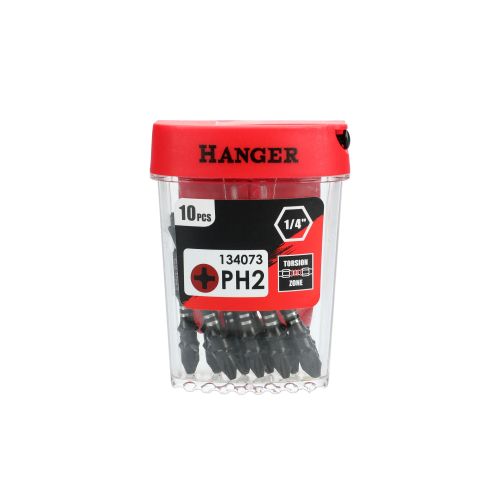 Boite de 10 embouts impact 1/4'' cruciforme PH2 longueur 50mm - HANGER - 134073 pas cher Secondaire 9 L