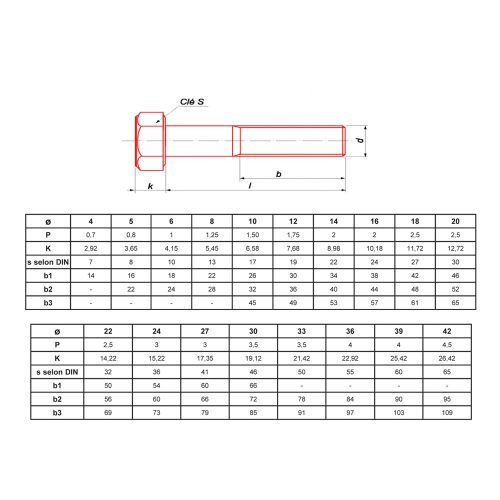 Vis à métaux tête hexagonale zinguée classe 8.8 DIN 931 filetage partiel clé 8 5X45 boîte de 200 - ULTIMA - 84405045 pas cher Principale L