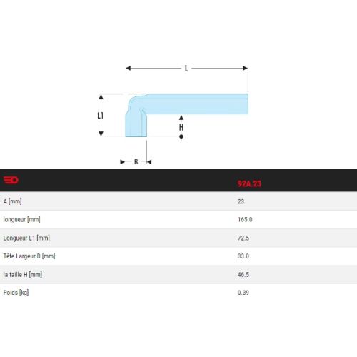 Clés en tube coudées métriques FACOM 92A.23 photo du produit Secondaire 1 L
