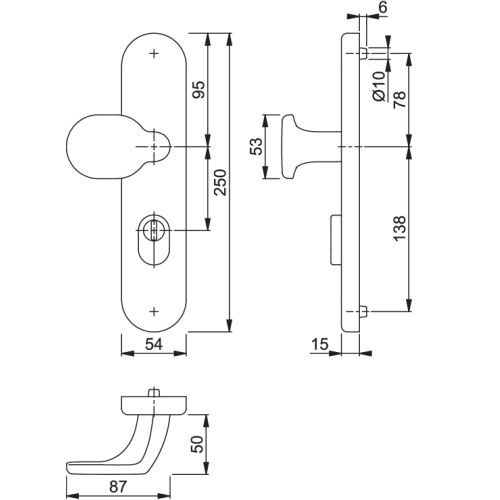 Ensemble de s&eacute;curit&eacute; Tokyo pali&egrave;re cylindre cl&eacute; I laiton resista HOPPE 3219905 photo du produit Secondaire 1 L